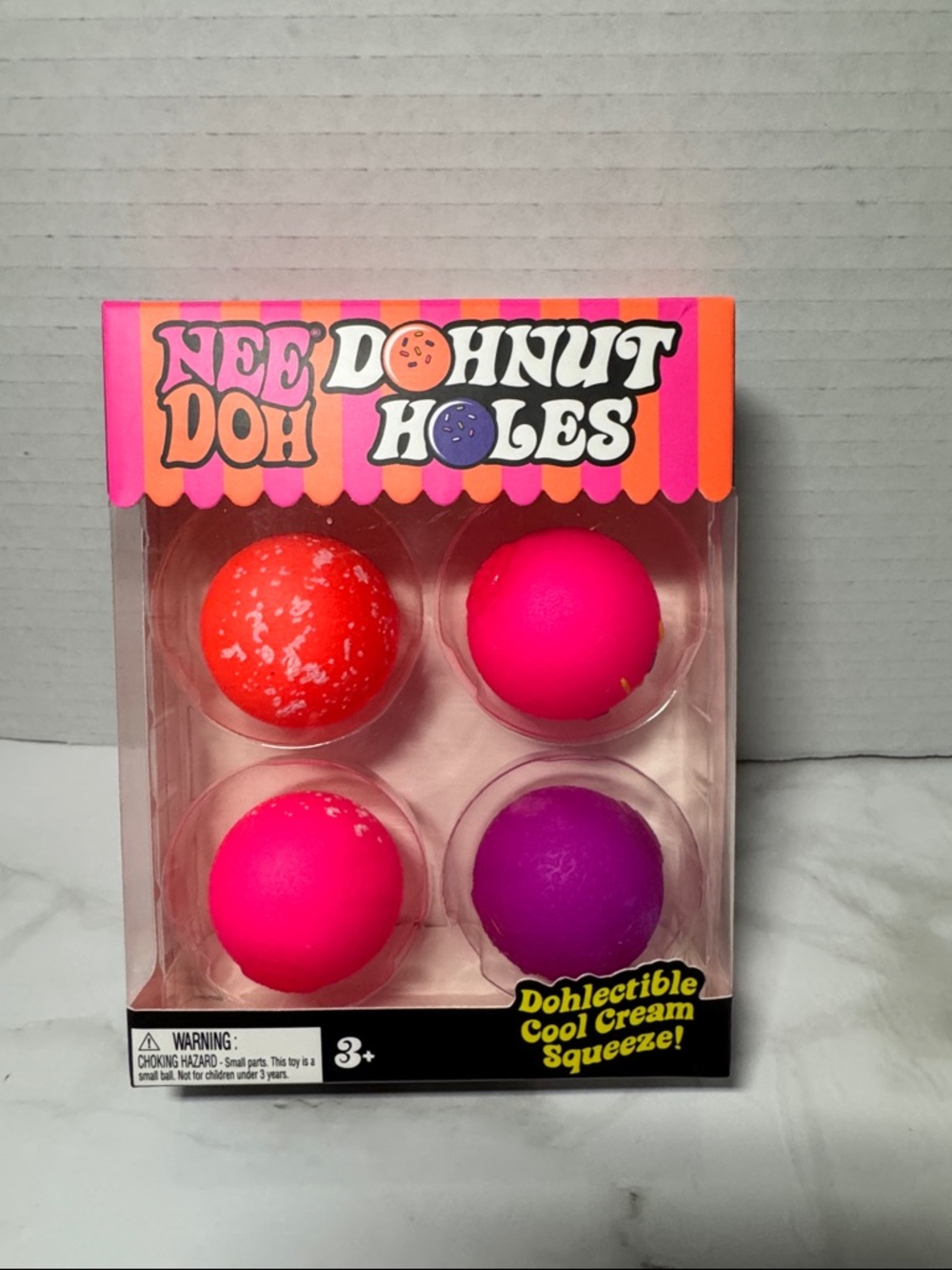 NeeDoh Dohnut Holes Set - Pink, Orange, Purple. New